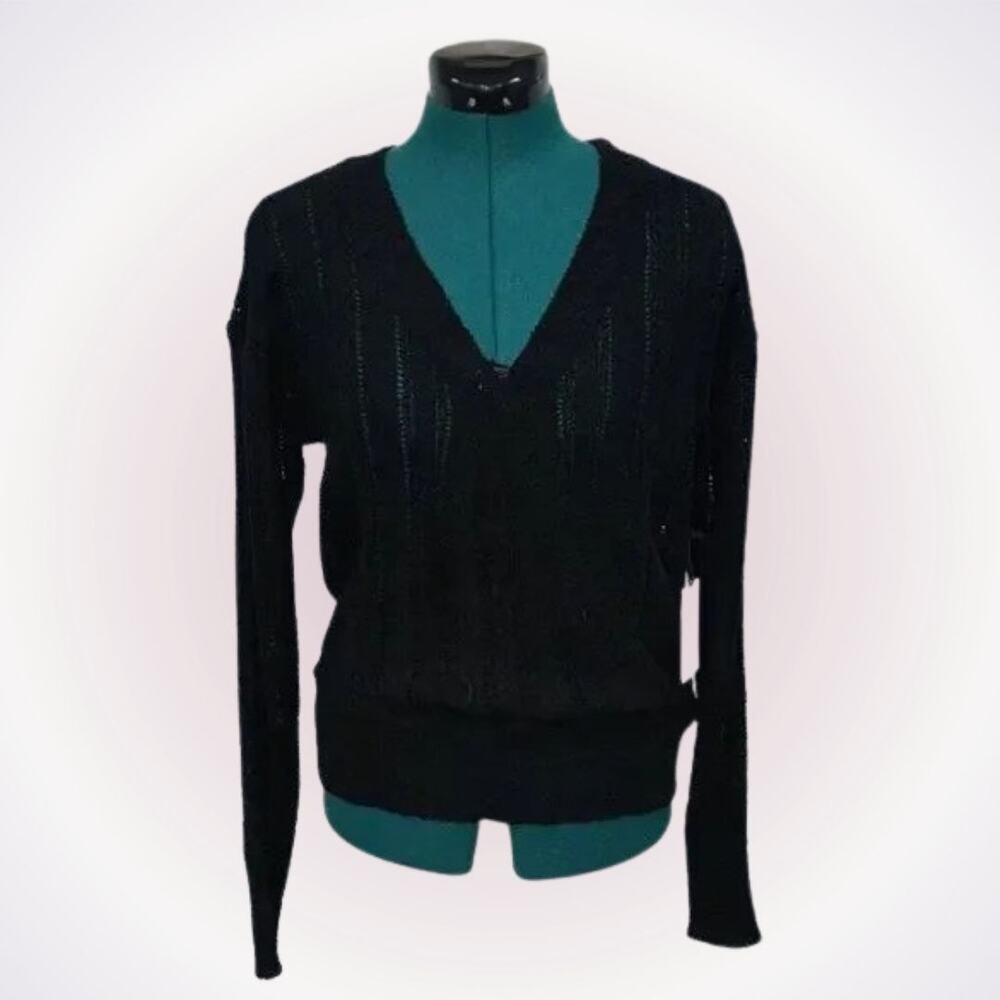 ASTR Black Open Knit Cross Front Sweater | Sz M, NWT